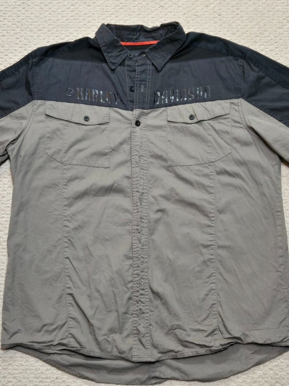 Harley-Davidson Men's XL Short Sleeve Button Front Shirt 2 Tone Vented